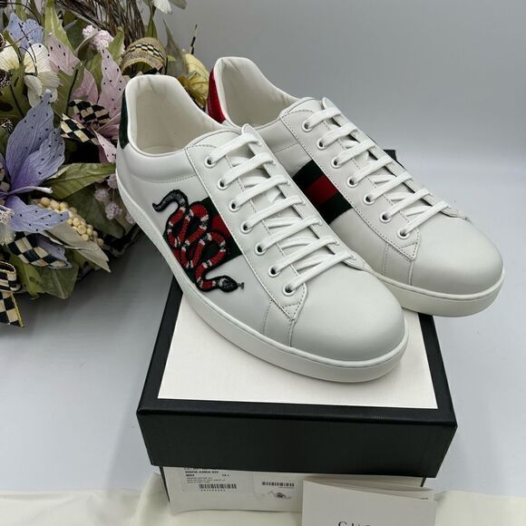 Men’s Gucci ace snake embroidered leather sneakers size 14.5 made in Italy - Picture 1 of 10